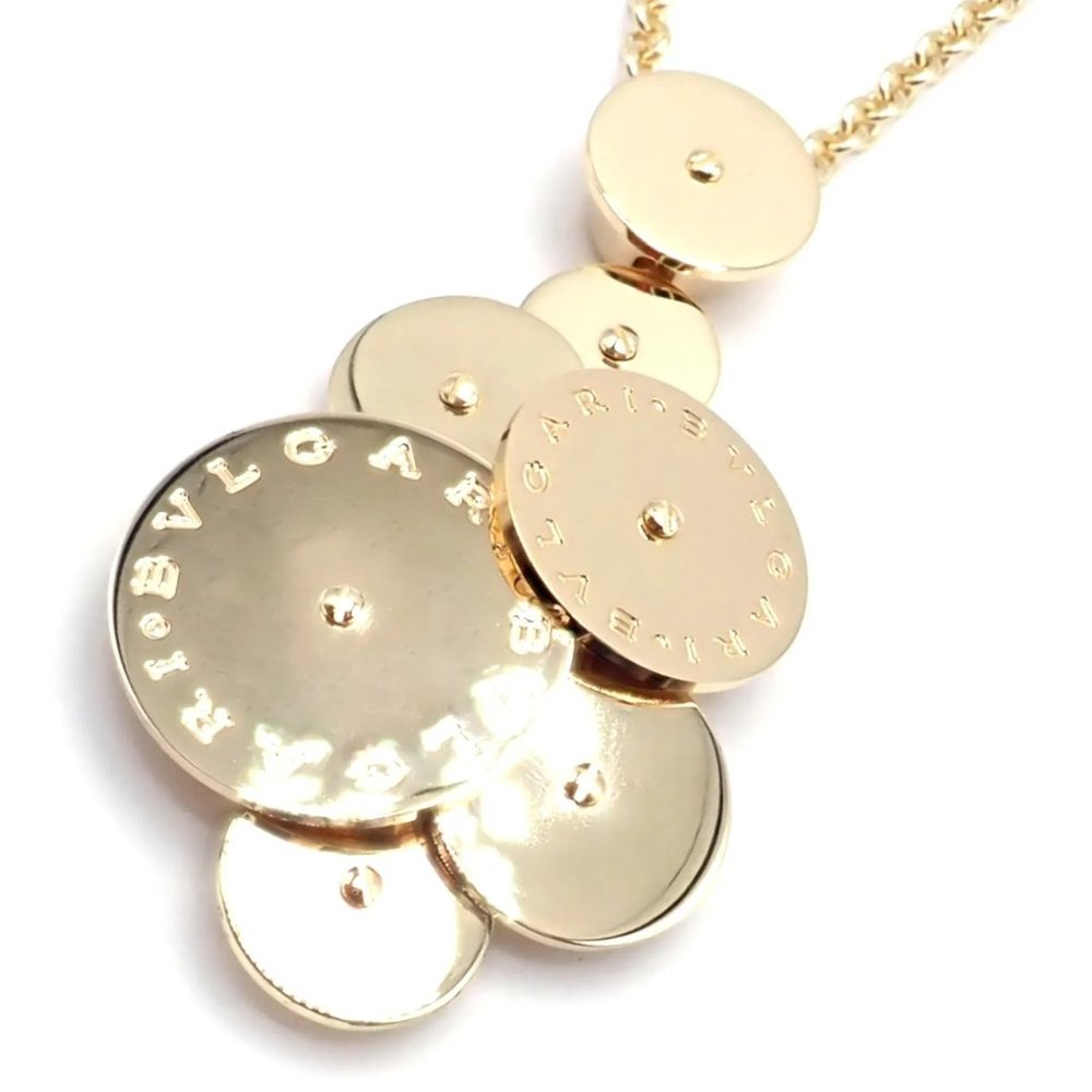 Authentic! Bulgari Bvlgari Cicladi 18k Yellow Gold Large Pendant Link Necklace - Picture 2 of 10